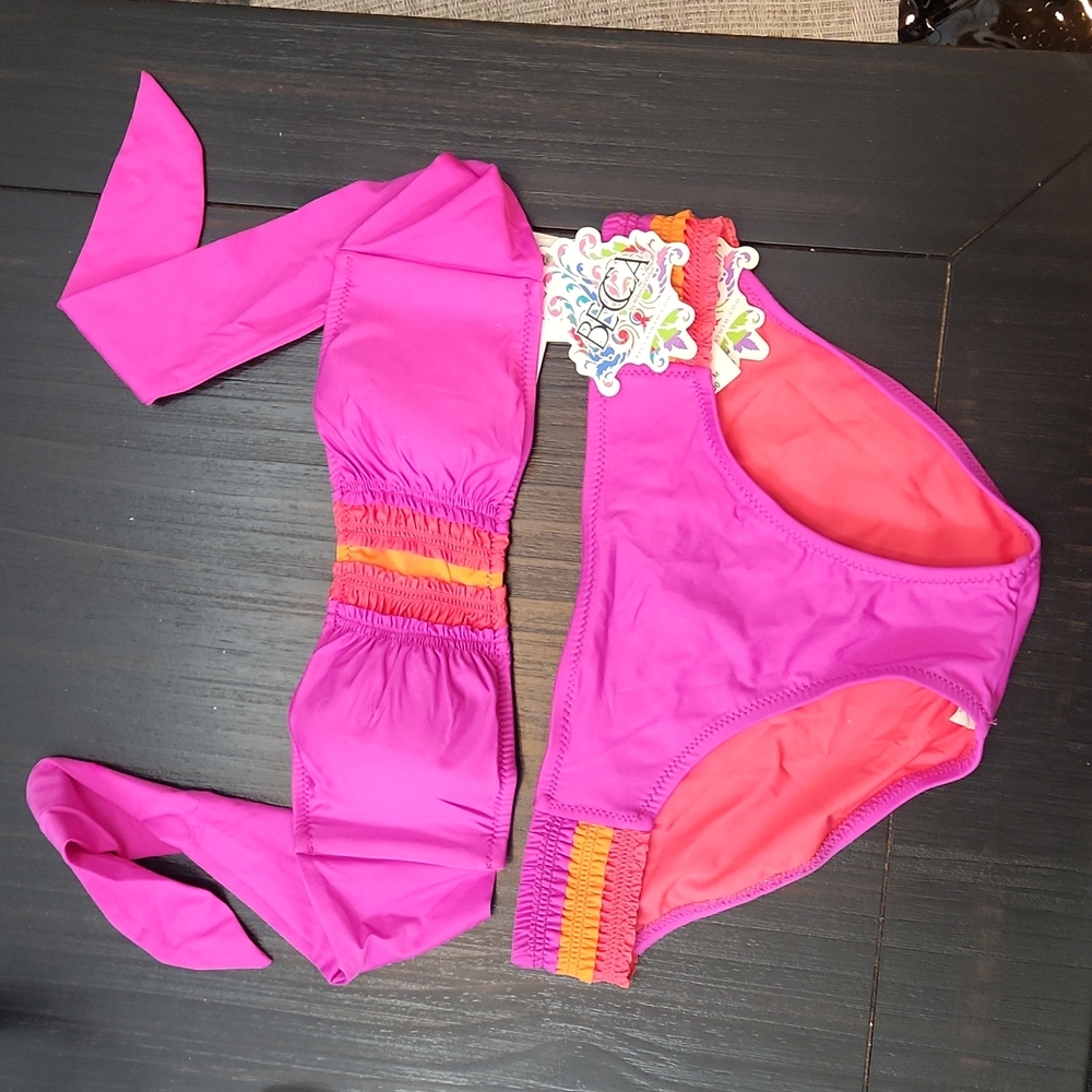 BECCA New M Bikini swimsuit strapless Fuchsia